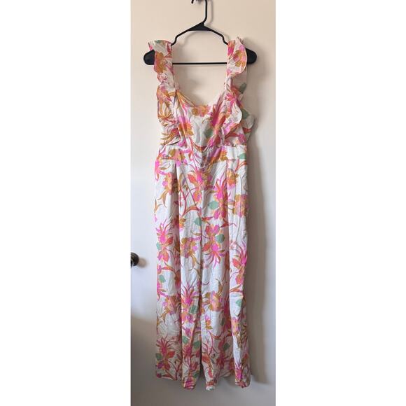Taylor Flutter Strap Floral Tie Back Jumpsuit Size XL - Picture 3 of 6